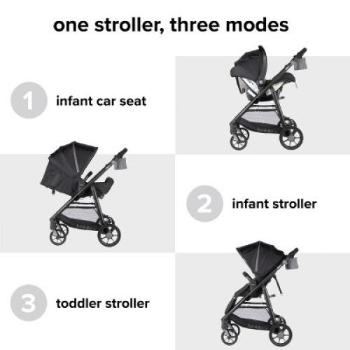 Diono Quantum 4 3-in-1 Travel System with LiteClik30 R SafePlus Infant Car Seat and Base, Black Jet