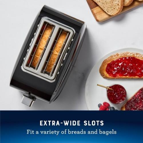 Oster 2-Slice Toaster With Extra-Wide Slots Black/Stainless Steel