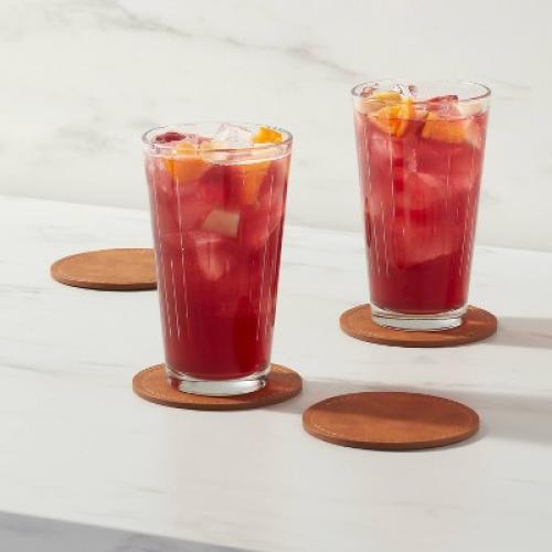 Faux Leather Coasters - Threshold™: Brown Polyethylene Cup & Table Drink Coasters, Traditional Style, 4x4 (missing 1)