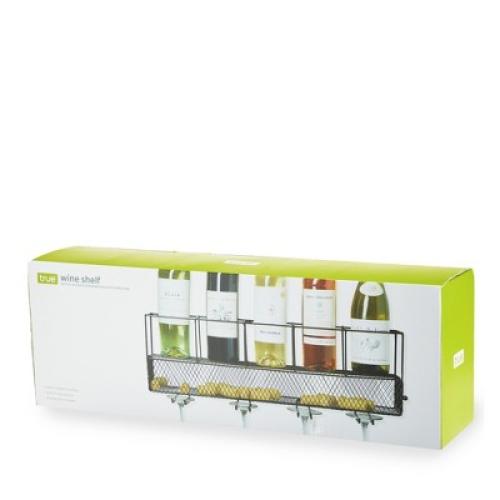 True Wall Mounted Wire Wine Rack with Cork Cage, Stemware Holder, Holds 5 Bottles & 4 Wine Glasses