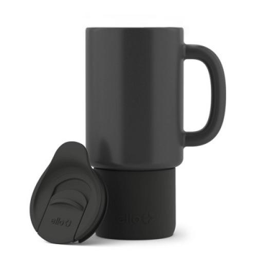 Ello Commute 18oz Ceramic Travel Mug Black: Microwave & Dishwasher Safe, Portable Drinkware for Hot/Cold Beverages