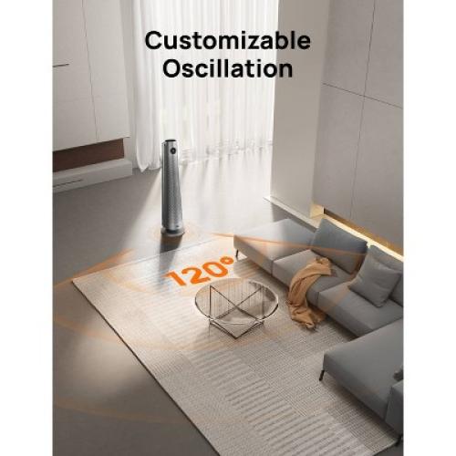 Dreo 1500W Solaris 818 Oscillating Ceramic 30” Indoor Space Heater for Home or Large Bedroom with Remote Control Silver: ETL Listed, 9 Settings