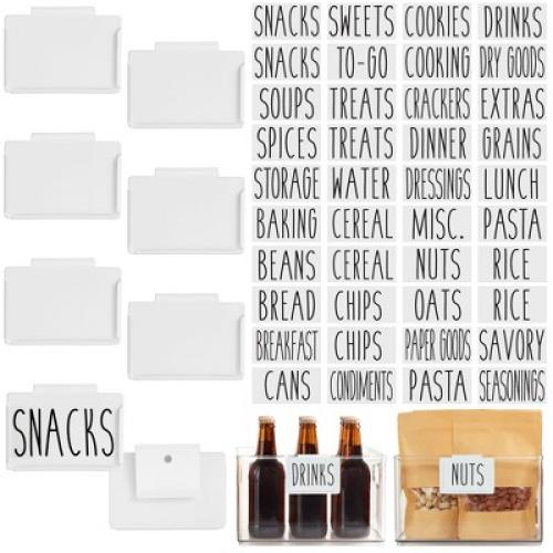 Talented Kitchen Talented Kitchen 8 Piece Metal Basket Labels Clip On Holders with 40 Labels, White Label Clips for Storage Bins