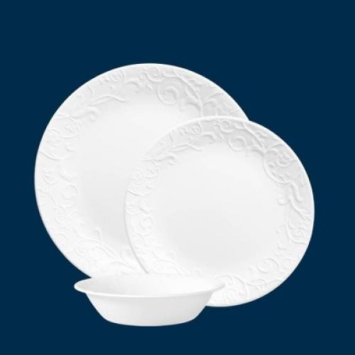 Corelle 18pc Vitrelle Embossed Bella Faenza Dinnerware Set White