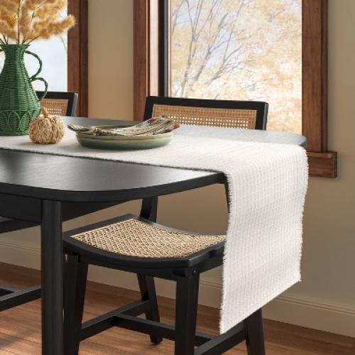 104x14 Textured Solid Table Runner Ivory - Threshold™