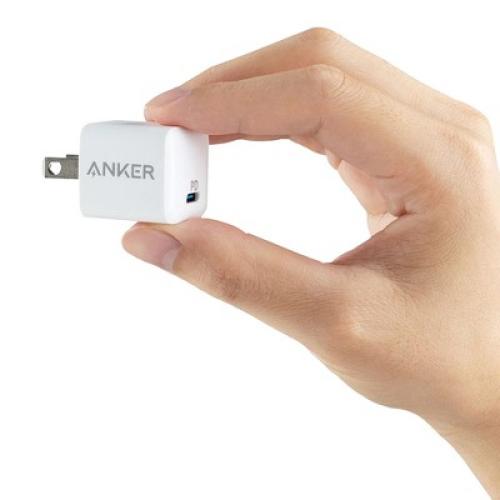 Anker PowerPort PD Nano 20W USB-C Wall Charger with 6 ft PowerLine II USB-C to Lightning Cable - White
