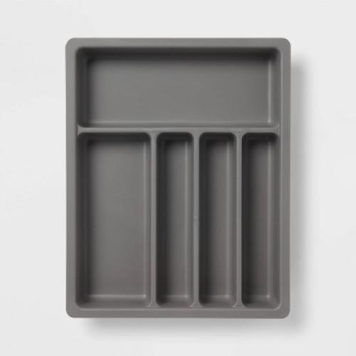 Plastic Expandable Utensil Drawer Organizer Gray - Brightroom™
