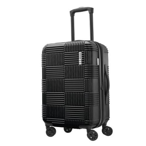 American Tourister NXT Hardside Large Checked Spinner Suitcase - Blackout: 8 Wheels, ABS Shell
