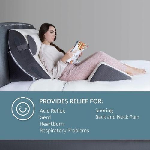 Kӧlbs Bed Wedge Pillow Chic Jacquard Cover Wedge Pillow for Sleeping and Acid Reflux, Heartburn (4 Piece Wedge Set)