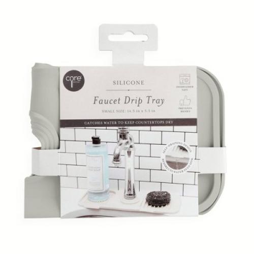 Core Kitchen Faucet Drip Tray: Silicone Dish Drying Mat, Beige, Dishwasher-Safe, 14.56 x 5.7