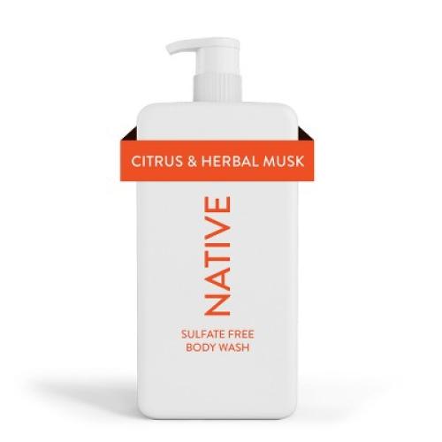 Native Body Wash for Men & Women - Citrus & Herbal Musk - Sulfate Free with Pump - 36 fl oz