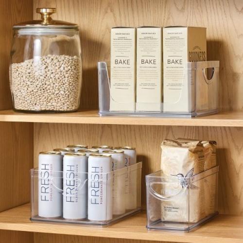 iDesign Stackable Pantry Storage Bin with Handles, Set of 4, Clear, Made in USA