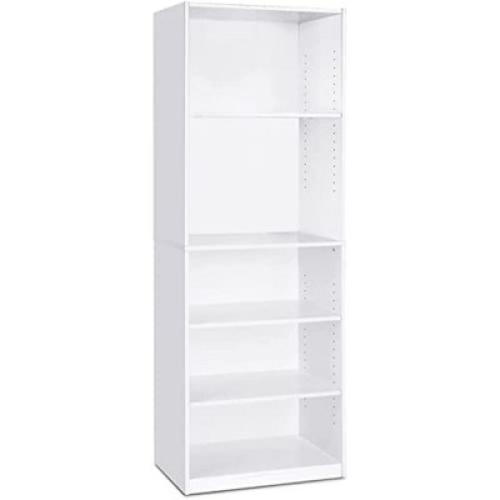 Furinno Simple Design Easy to Assemble 5-Shelf Bookcase Space Saver Organizer Open Bookshelf,White