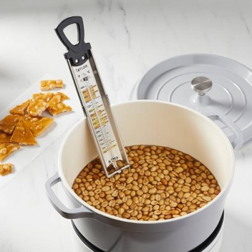Taylor Candy Deep Fry Analog Kitchen Cooking Thermometer: Stainless Steel, Clip Mount, 100-400°F, Reads Celsius & Fahrenheit