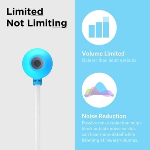 LiLGadgets BestBuds Kids Earbuds for School - Safe & Comfortable, Volume Limited, Wired in-Ear Kids Ear Buds - Blue