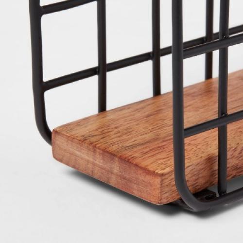 Iron and Mangowood Wire Napkin Holder Black - Threshold™