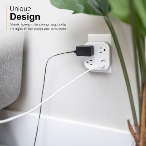 GE 3-Outlet Surge Tap with USB 980J 1 USB-A 1 USB-C 3.4A 17W White