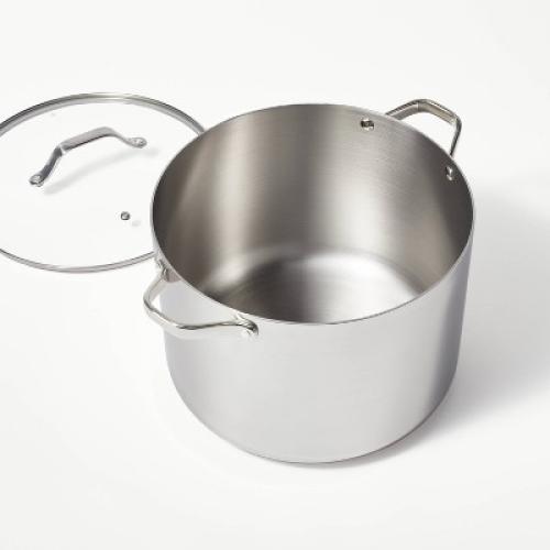 16qt Stainless Steel Stock Pot Silver - Figmint™