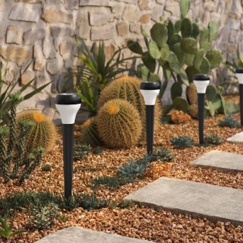6pk Round Solar LED Outdoor Path Lights Matte Black - Room Essentials™