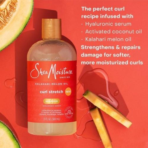 SheaMoisture Curl Stretch Shampoo Kalahari Melon Oil & Marula Oil Infused with Hyaluronic Serum for Type 4 Hair - 13 fl oz