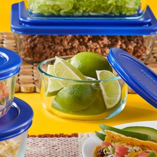 Pyrex 10pc Glass Storage Set: Odor & Stain-Resistant Containers with Lids, Microwave & Freezer Safe, Dishwasher Safe