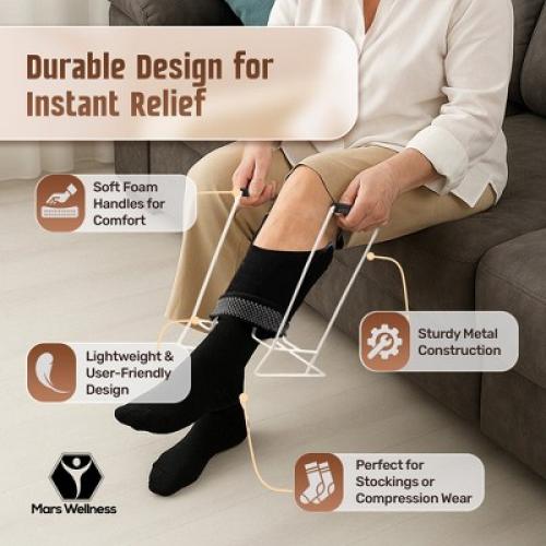 Stocking Donner Sock Aid Tool for Compression Socks Men or Women - Strong Metal Design