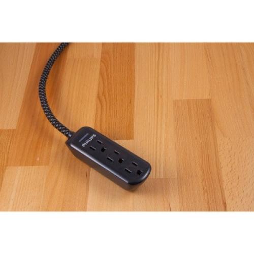Philips 8' 3-Outlet Grounded Extension Cord - Black
