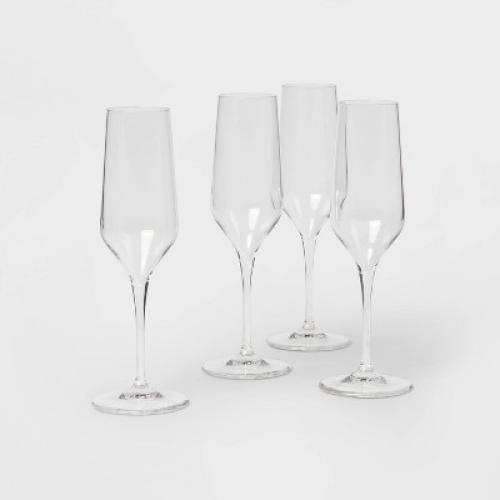 (incomplete set)8oz 3pk Glass Atherton Champagne Glasses - Threshold™: Traditional Clear Flutes, Dishwasher-Safe, BPA & Lead-Free