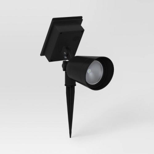2pk Short Solar LED Outdoor Spotlights Matte Black - Threshold™: Weather-Resistant, Automatic, with Ground Stakes
