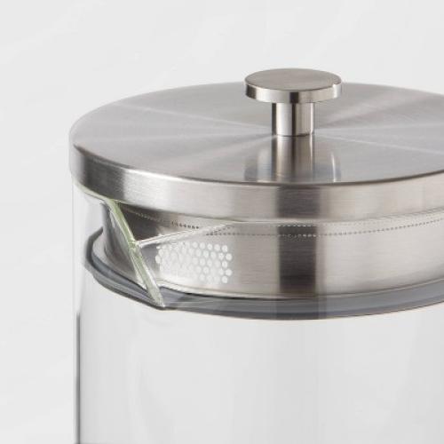 67oz Glass Pitcher with Stainless Steel Lid - Threshold™: Dishwasher-Safe Drink Server for Hot or Cold Beverages