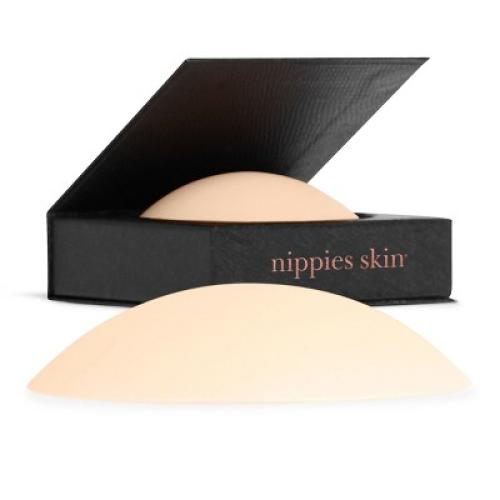 Nippies Nipple Cover - Sticky Adhesive Silicone Nipple Pasties - Reusable Pasty Nipple Covers for Women with Travel Box, Crème, Small, Original