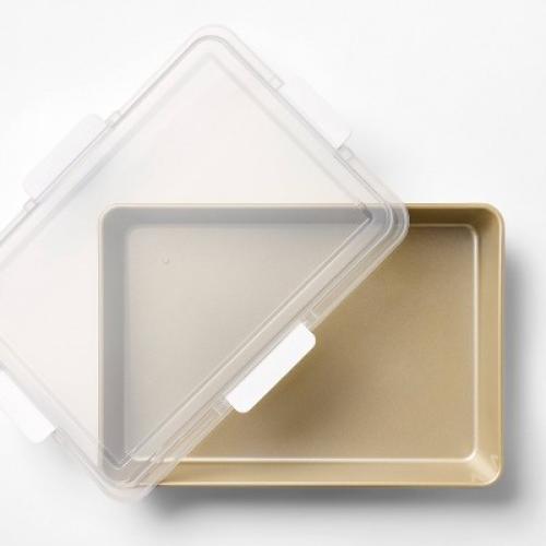 9x13 Nonstick Aluminized Steel Cake Pan Set with Lid Gold - Figmint™