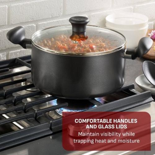 T-Fal Simply Cook 8.5qt Nonstick Wide Stock Pot with Lid Black