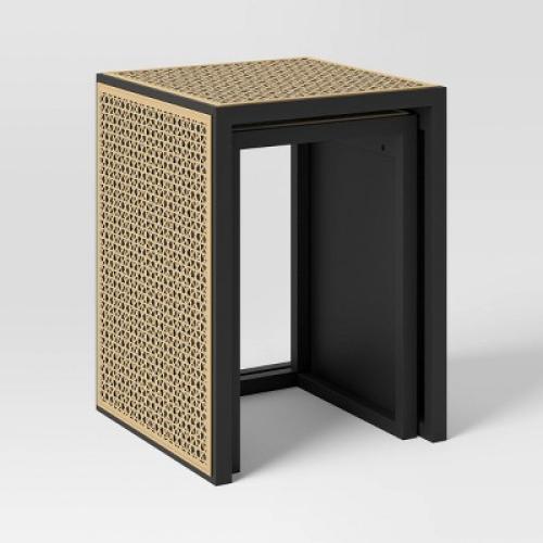 Nesting Accent Table Black/Natural (FA) - Threshold™: Square Wood Composite End Table, 24 Height( MISSING PARTS SEE IN THE PICTURES)