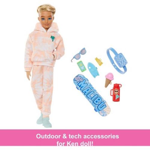Barbie Dream Besties Ken 11 Fashion Doll with 9 Summer and Skateboard Themed Accessories