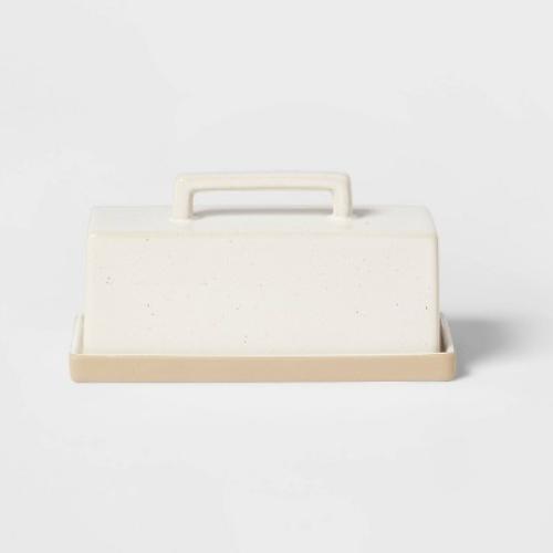 Camwood Collection Stoneware Butter Dish White - Threshold™: Butter Holder, Microwave & Dishwasher Safe, 11.5 oz Capacity