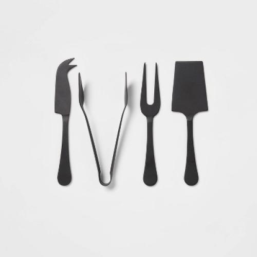 4pk Stainless Steel Cheese Knives Black - Threshold