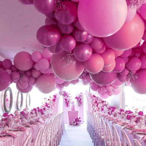 PartyWoo Balloons Metallic Hot Pink Chrome Magenta Fuchsia 18 12 10 5 Inch 140 pcs