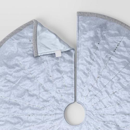 48 Velvet with Embroidered Sequin Starburst Christmas Tree Skirt Blue - Wondershop™