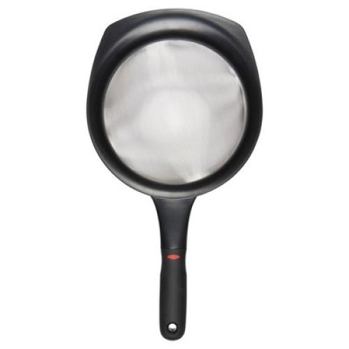 OXO 8 Strainer: Stainless Steel Fine Mesh, Non-Slip Grip, Dishwasher-Safe, Large Hand Sifter for Baking & Rice