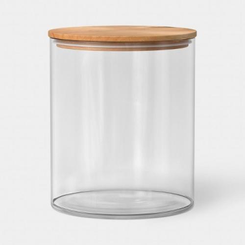 105 oz Canister Wood Top Medium Clear - Threshold