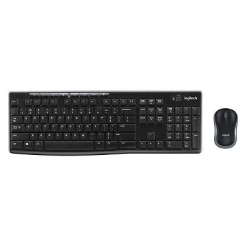 Logitech MK270 Wireless Keyboard and Mouse Combo, Full Size with Media Keys, 2.4 GHz, Compact Mouse, Spill-Resistant, For Windows, Black