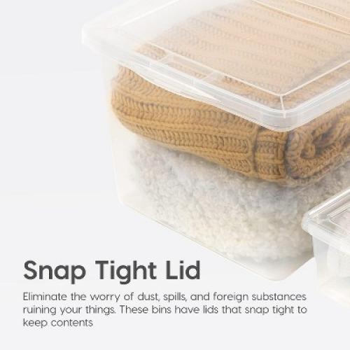 IRIS USA 6 Qt Stackable Plastic Storage Bins with Lids, Clear, 6Pk