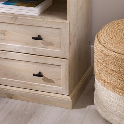 Transitional 2 Drawer Nightstand White Oak - Walker Edison