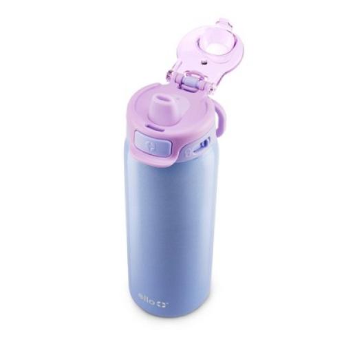 Ello Pop & Fill 18oz Stainless Steel Water Bottle Purple Holographic Glitter Missing plastic top
