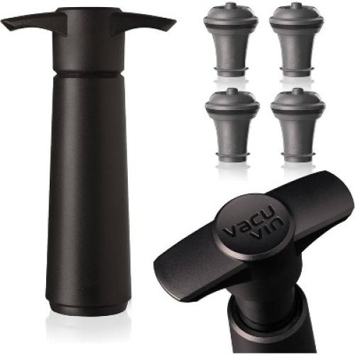 Vacu Vin Wine Saver with Stoppers Black