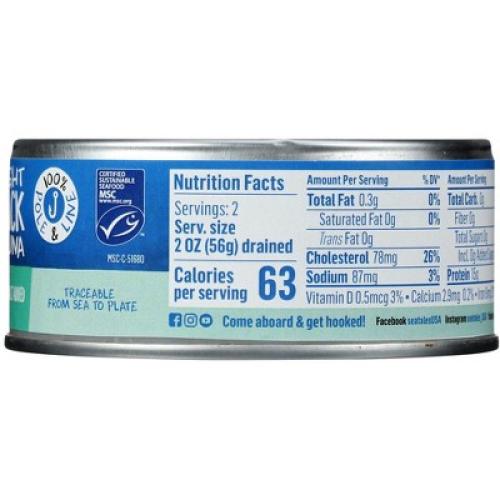 Sea Tales Seafood With A Story Solid Light Skipjack Wild Tuna in Water No Salt Added - Case of 12/5 oz