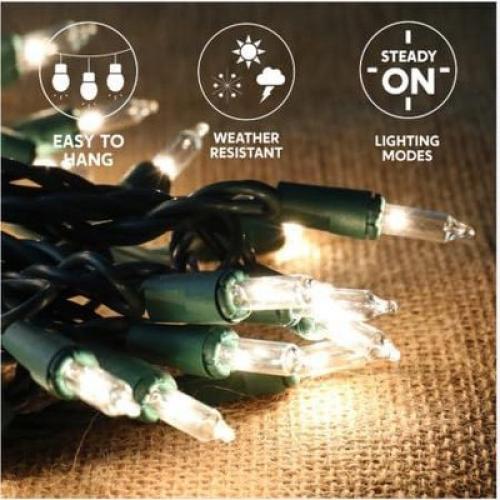 JOYFY Christmas String Lights Outdoor,150 Count Christmas Tree Lights,31.2FT String Lights with Green Wire for Xmas Indoor Party Garden Decorations