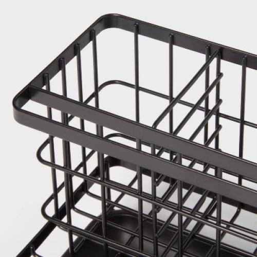 Top of Kitchen Sink Sponge Brush and Caddy Organizer Black - Brightroom™