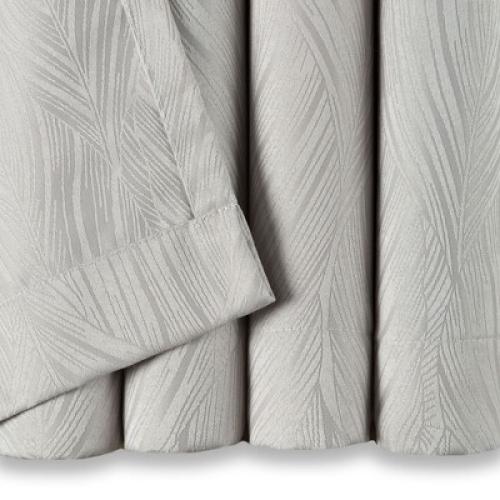 Chanasya 2pk Embossed Textured Sheer Window Curtain Panels - Set of 2 - 52 x 63 Inches Long - Leaf, Beige